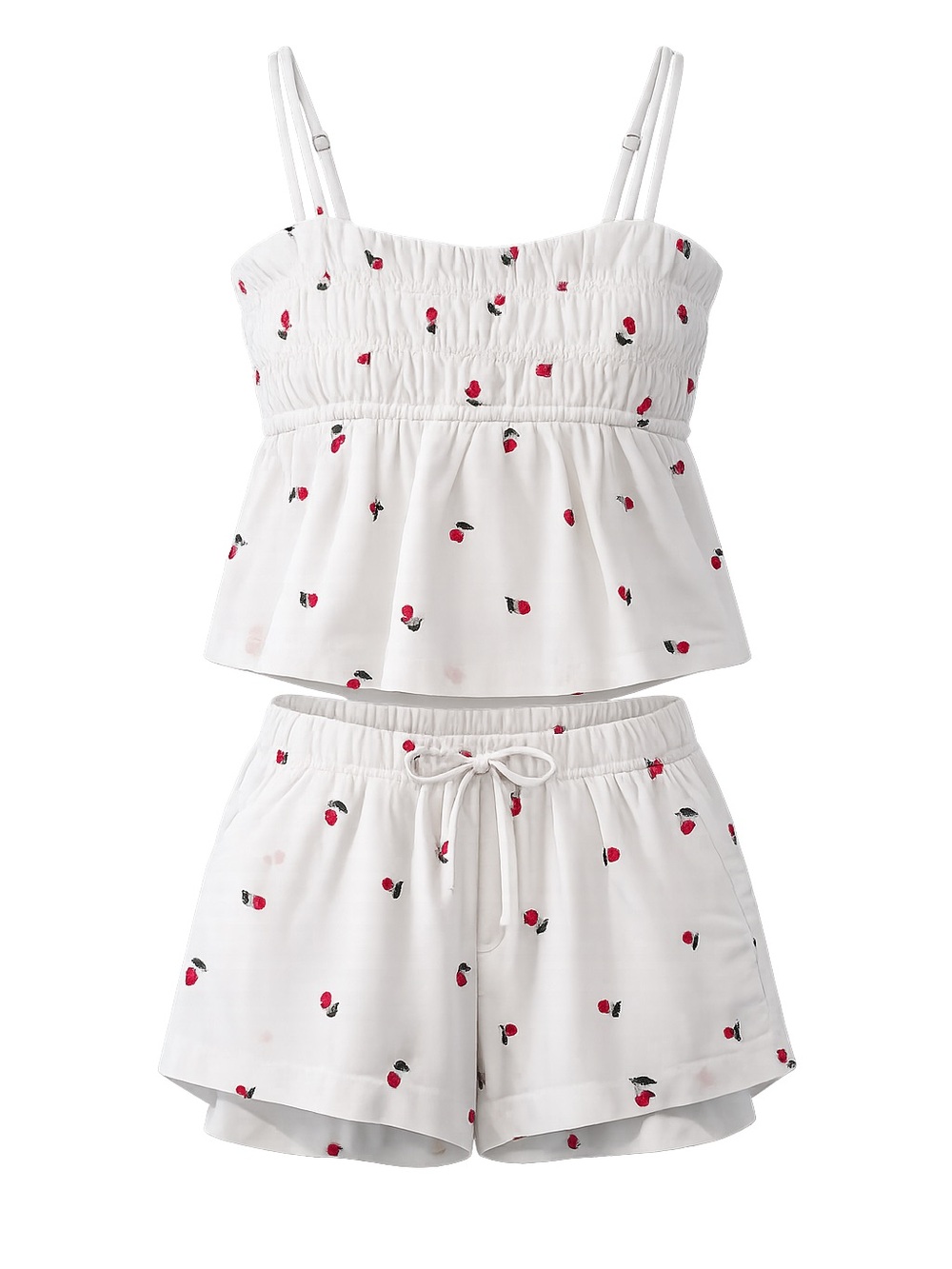 Abercrombie Kids White Cherry Print Top & Shorts Set Size 7/8 100% Viscose